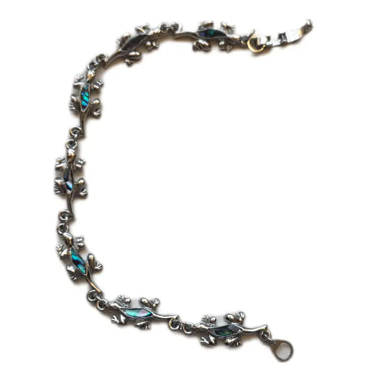 Pulsera fantasía y abalon con lagartijas/ moko 1
