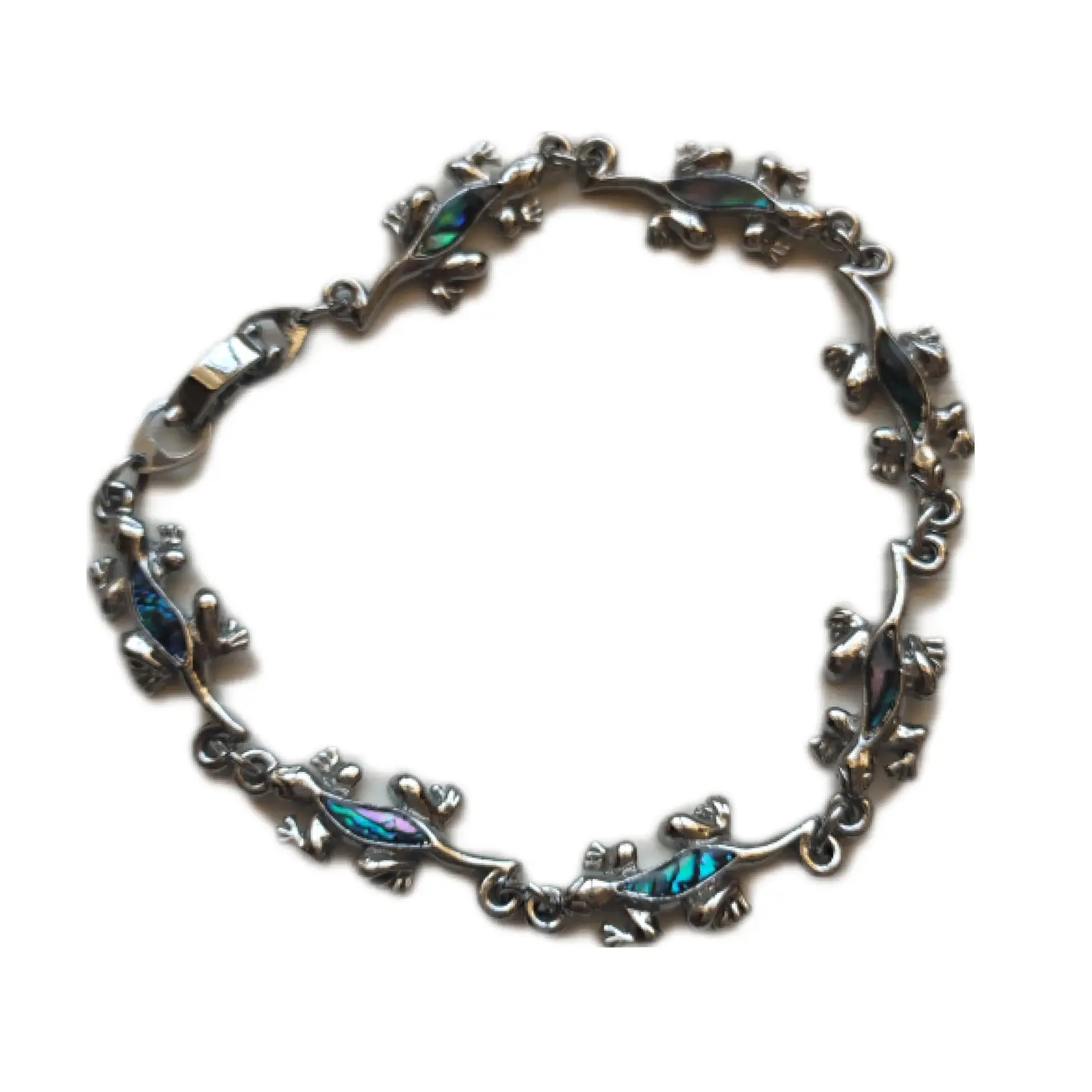 Pulsera fantasía y abalon con lagartijas/ moko 2