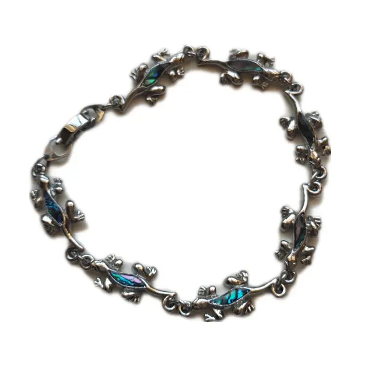 Pulsera fantasía y abalon con lagartijas/ moko 2