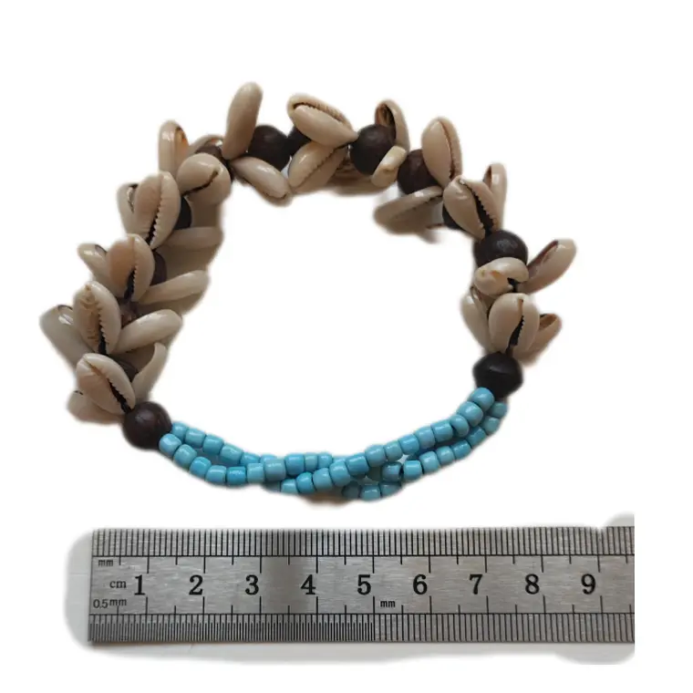 Pulsera de pure blanco con mostacilla celeste 3