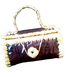 Bolsito Polinesico Pandanus Y Tela Rapa Nui cafe