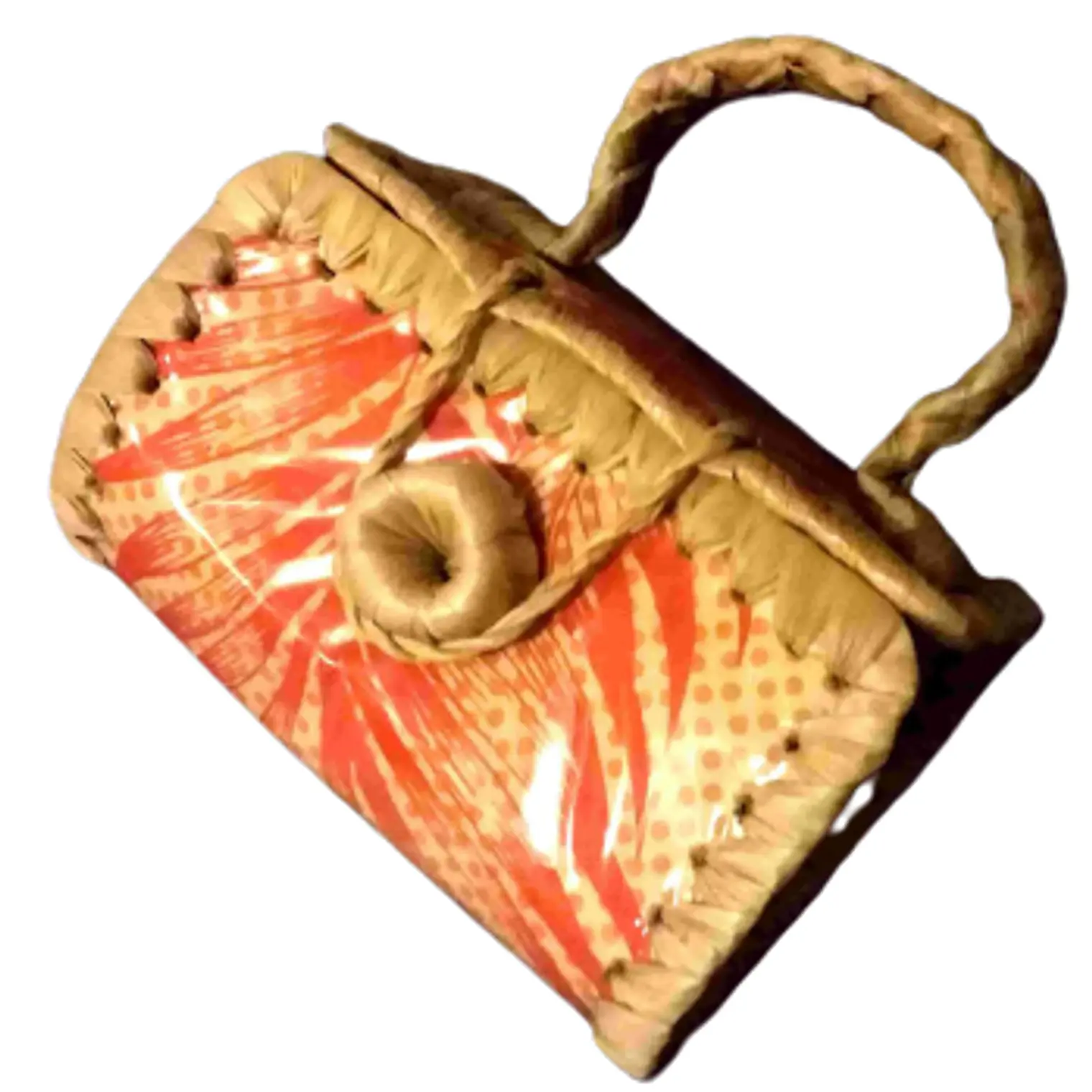 Bolsito Polinesico Pandanus Y Tela Rapa Nui naranjo 1