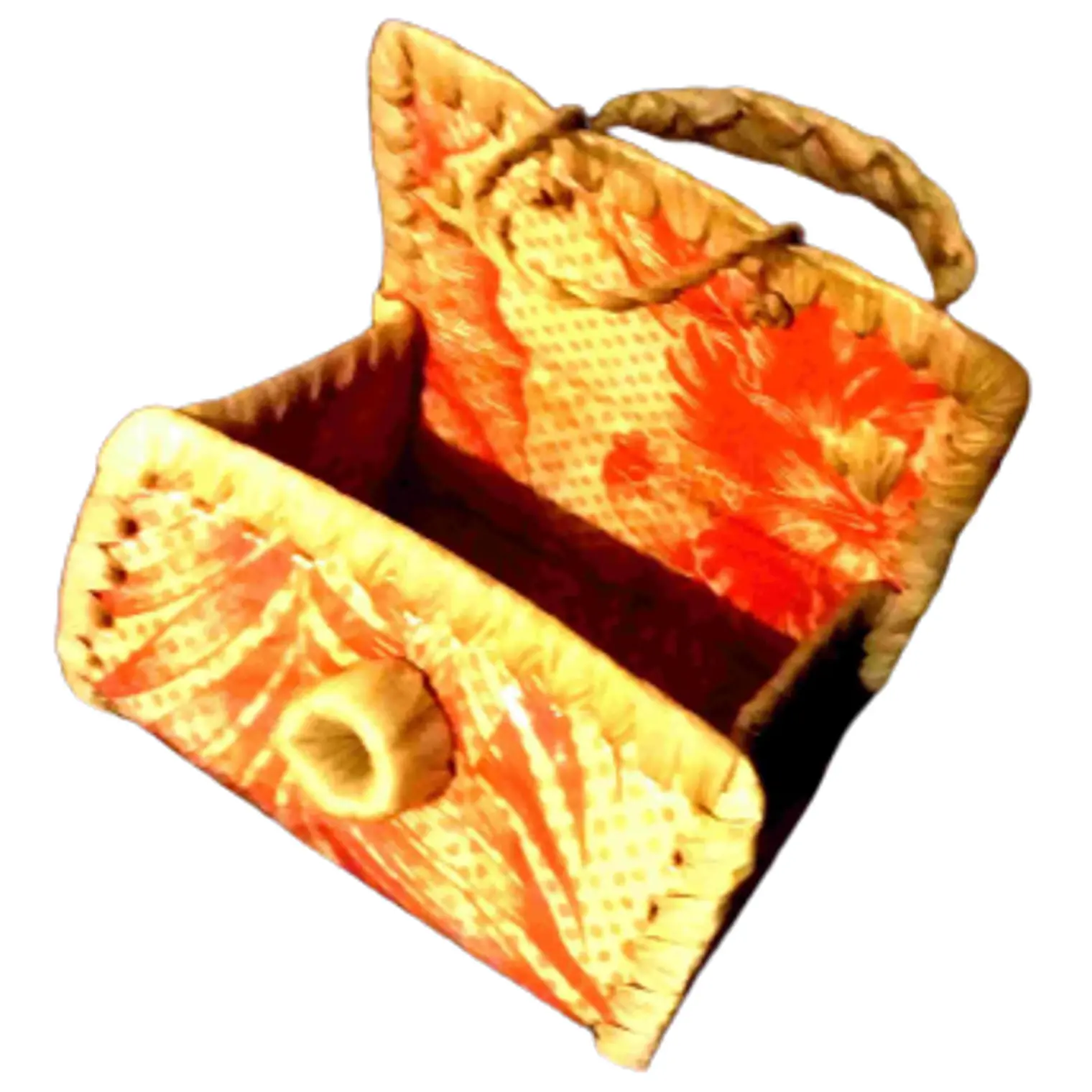 Bolsito Polinesico Pandanus Y Tela Rapa Nui naranjo 2