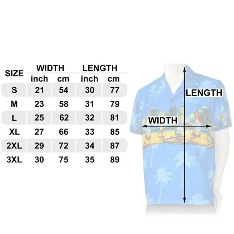 Camisa Polinesica Azul franja Moai 3