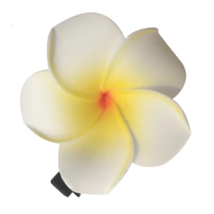 Flor Tipanie 8cm para el cabello blanca con amarillo con pinza
