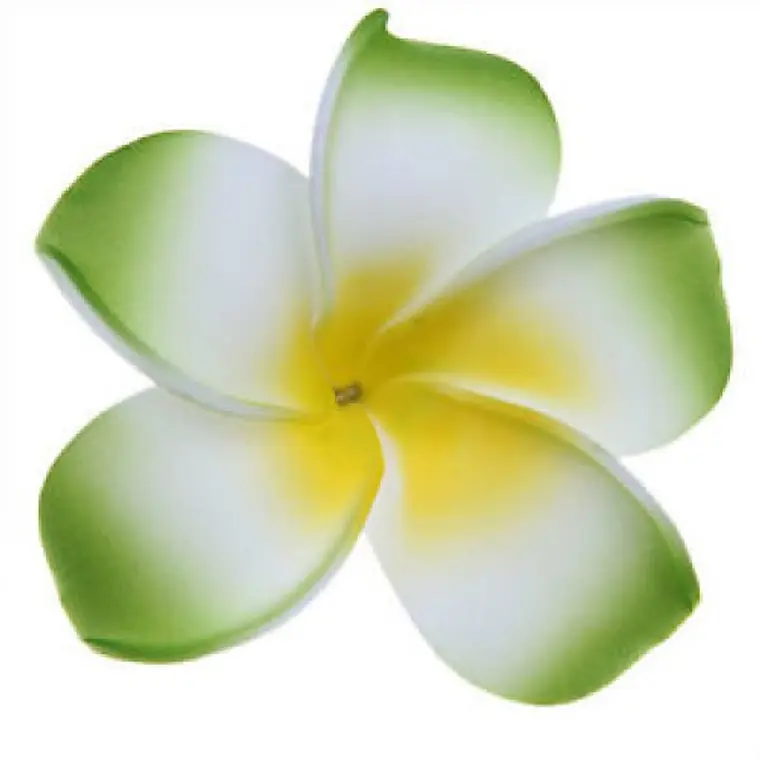 Flor Tipanie verde con amarillo con pinza 6,5cm 2