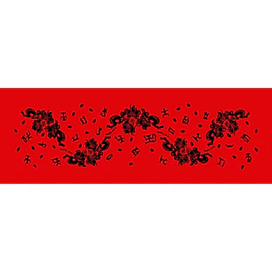 Pareo Corto Napohe flores pajaro rojo / negro