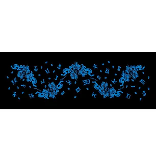 Pareo Corto Napohe flores pajaro negro / azul