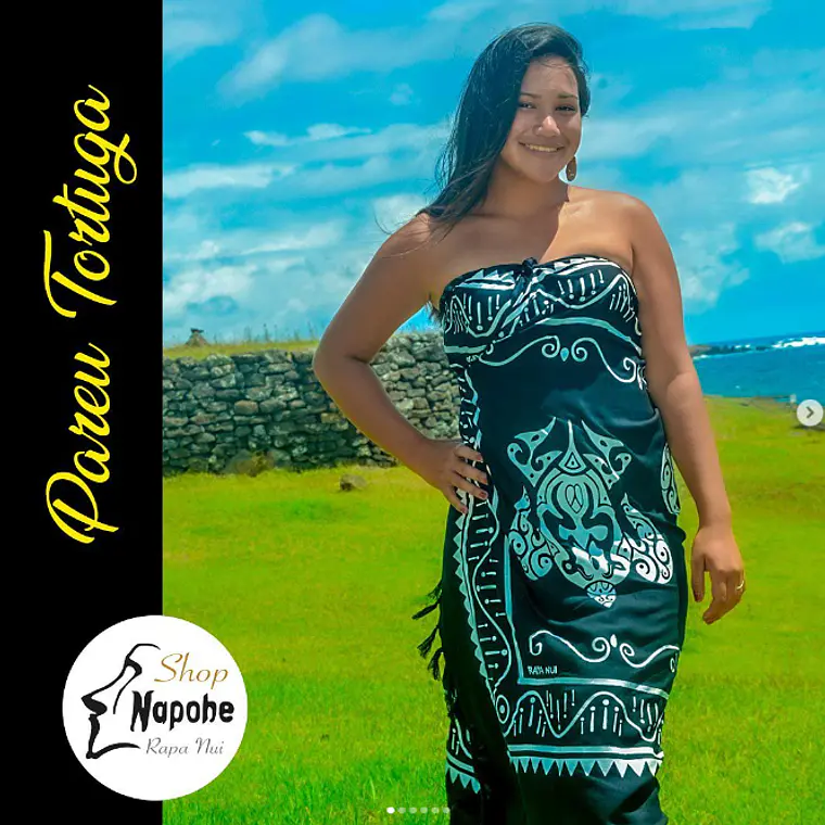Pareo Napohe Grande Tortuga Negro / blanco 1,75X1,15MTS 2
