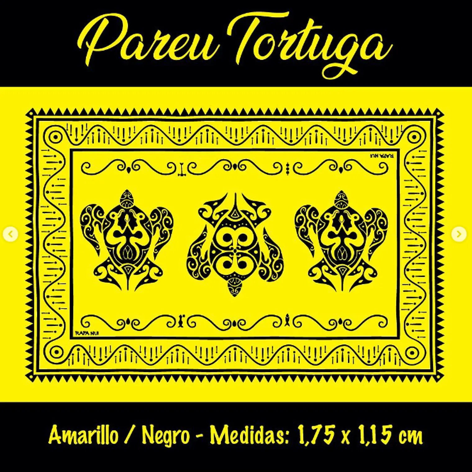 Pareo Napohe Grande Tortuga Amarillo / Negro 1,75X1,15MTS 2