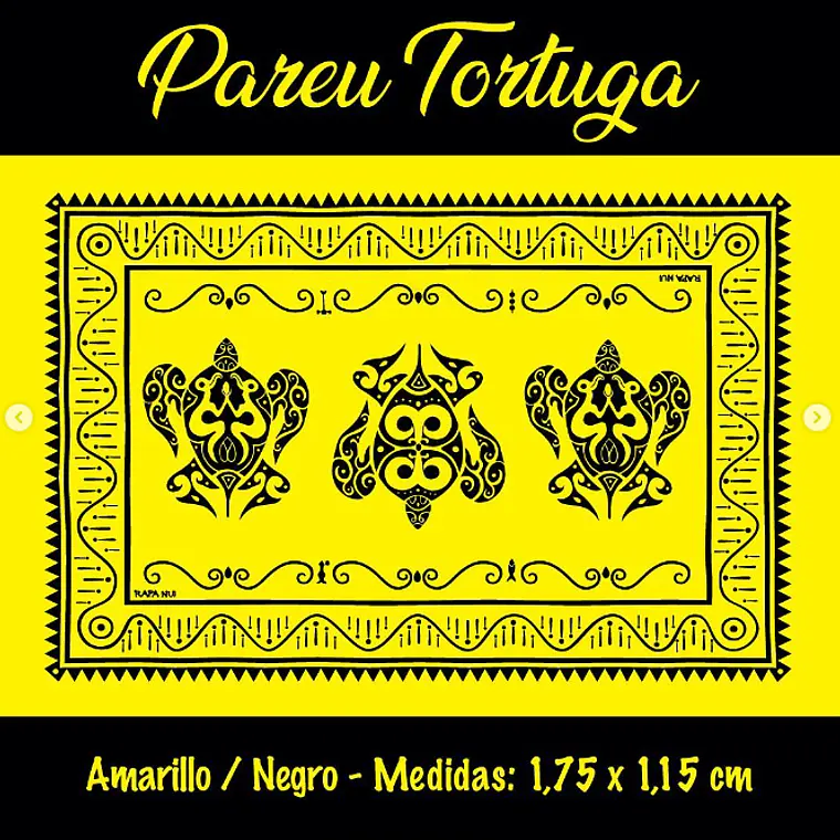 Pareo Napohe Grande Tortuga Amarillo / Negro 1,75X1,15MTS 2