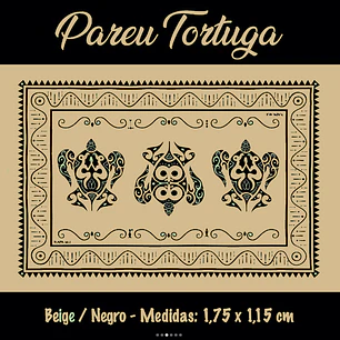 Pareo Napohe Grande Tortuga Beige / Negro 1,75X1,15MTS