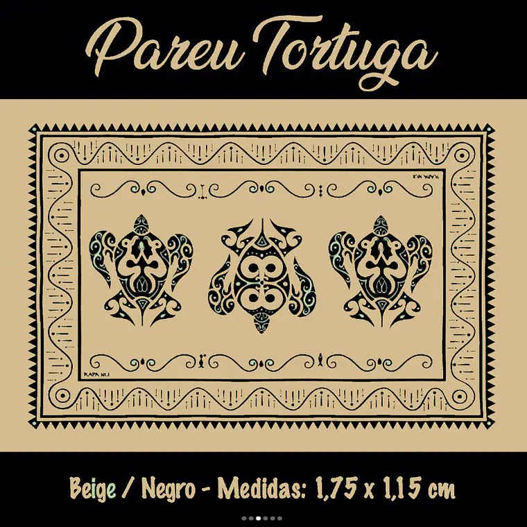 Pareo Napohe Grande Tortuga Beige / Negro 1,75X1,15MTS 2