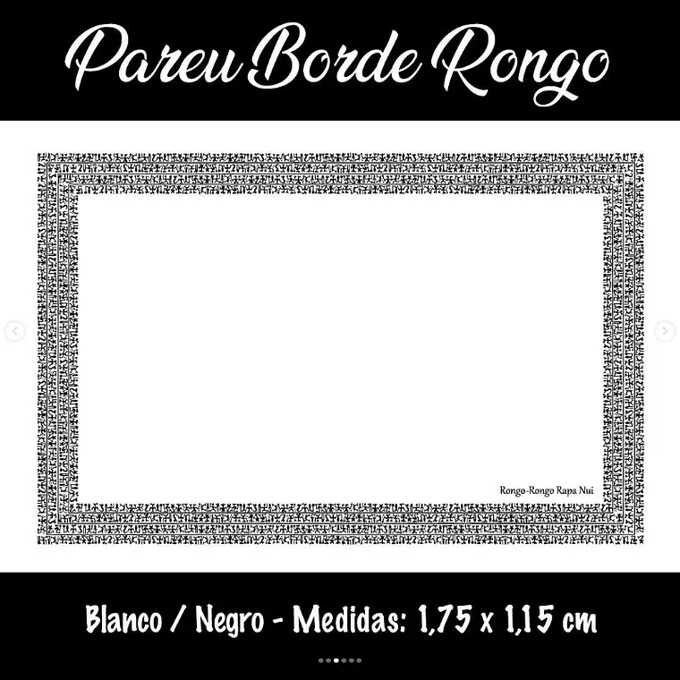 Pareo Borde Rongo Rongo blanco / negro 1,75X1,15MTS 2