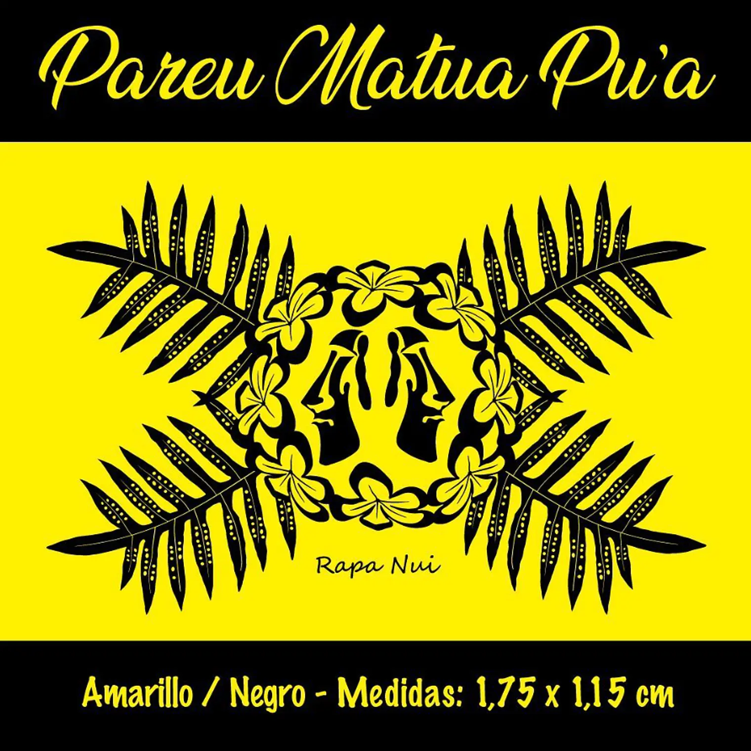 Pareo Matua Pu´a Amarillo / Negro 1,75x1,15mts 2