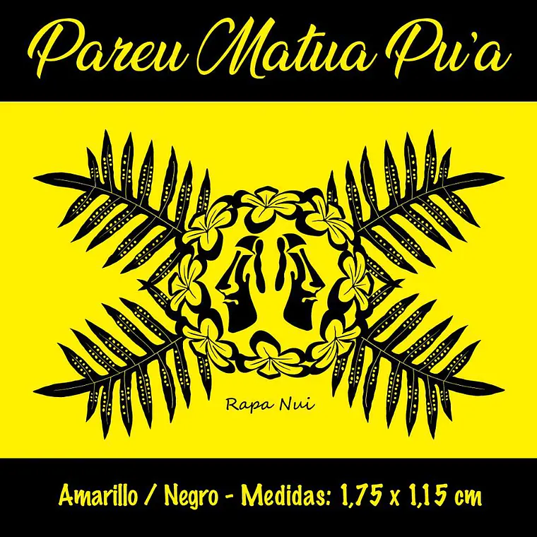 Pareo Matua Pu´a Amarillo / Negro 1,75x1,15mts 2