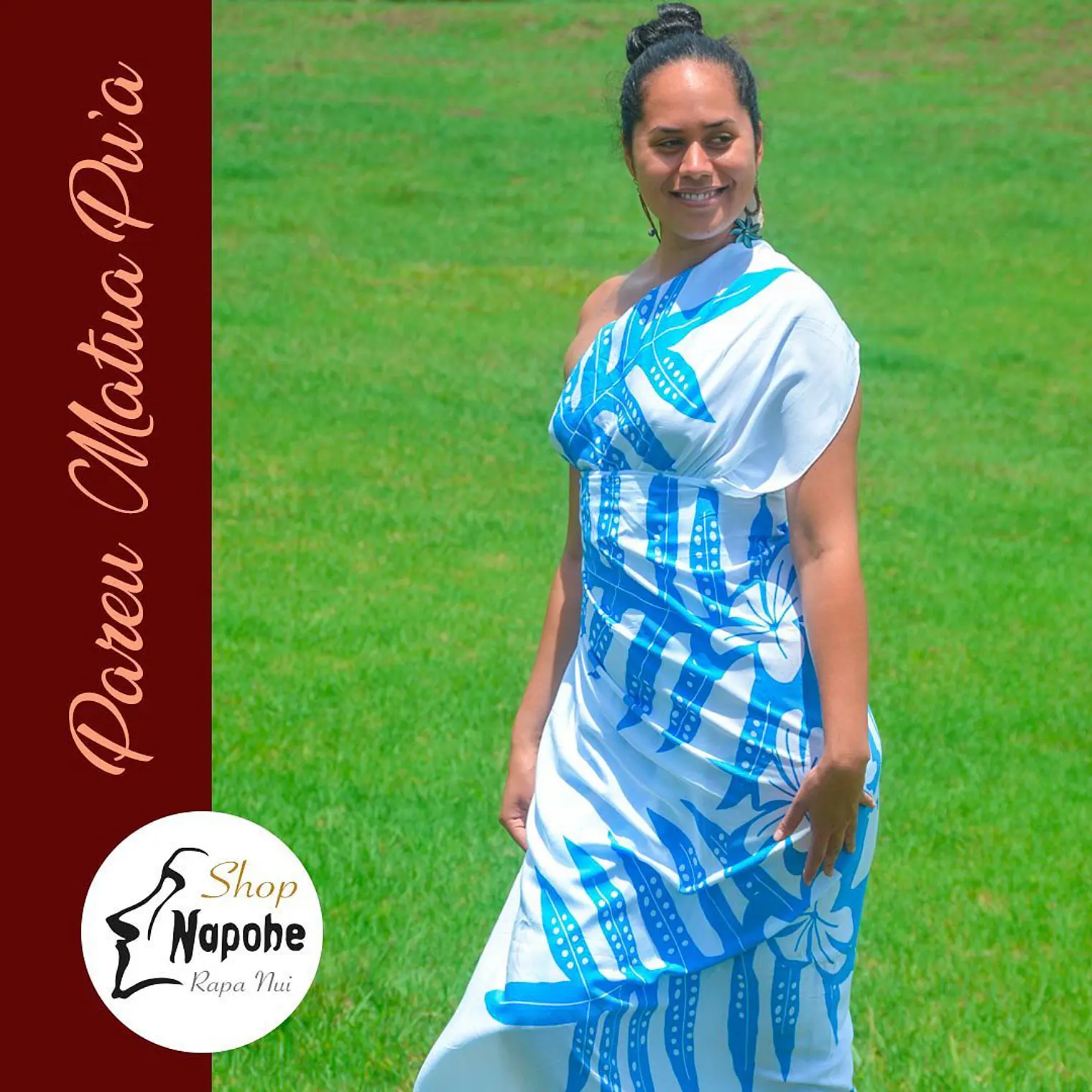 Pareo Matua Pu´a Beige / Negro 1,75x1,15mts 4