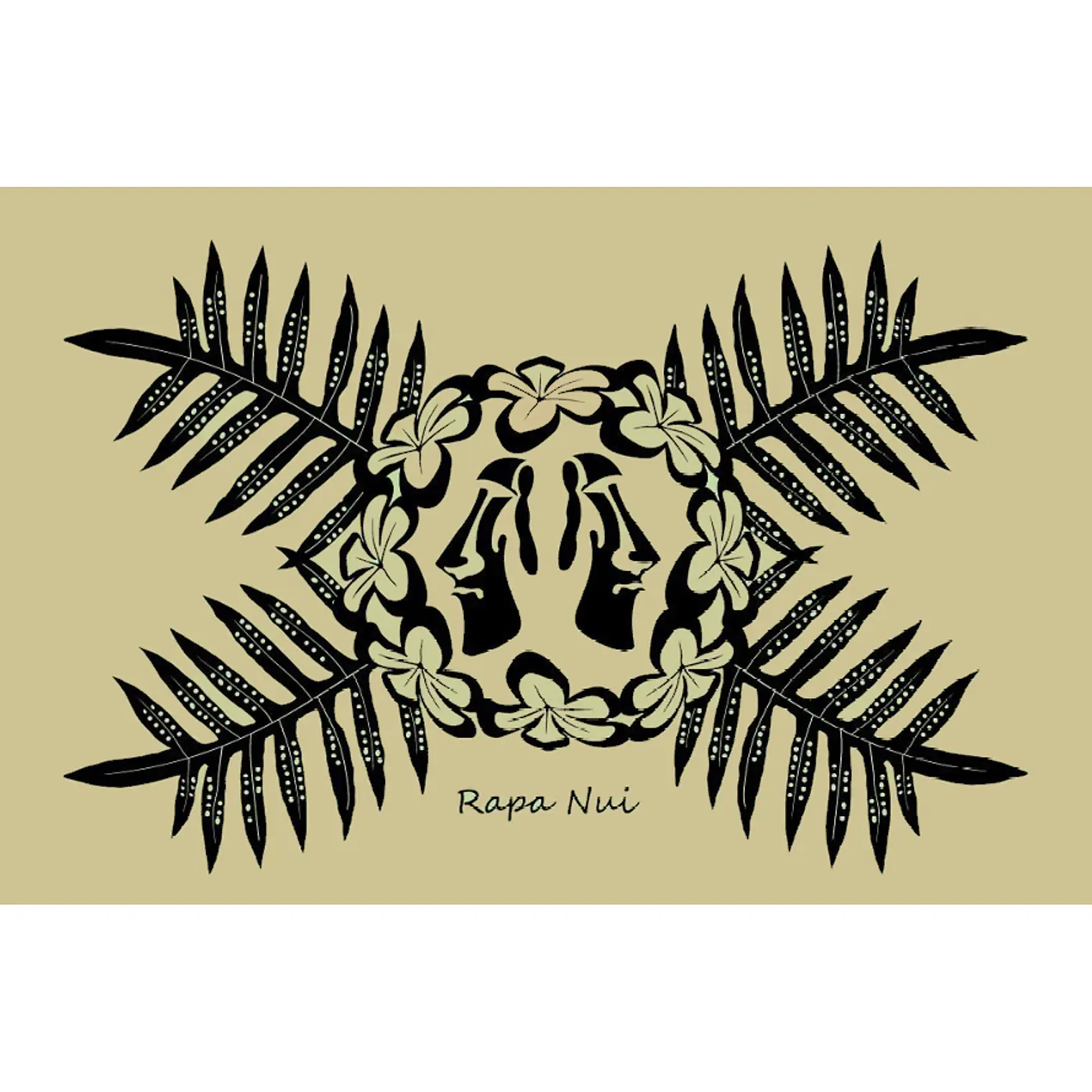 Pareo Matua Pu´a Beige / Negro 1,75x1,15mts 1