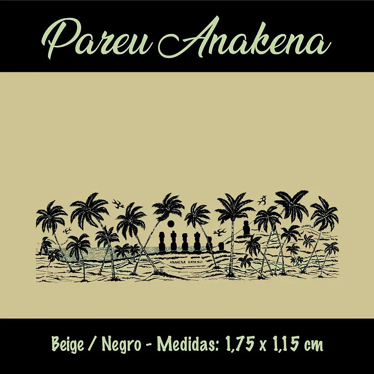 Pareo Anakena Beige / Negro 1,75x1,15mts 2