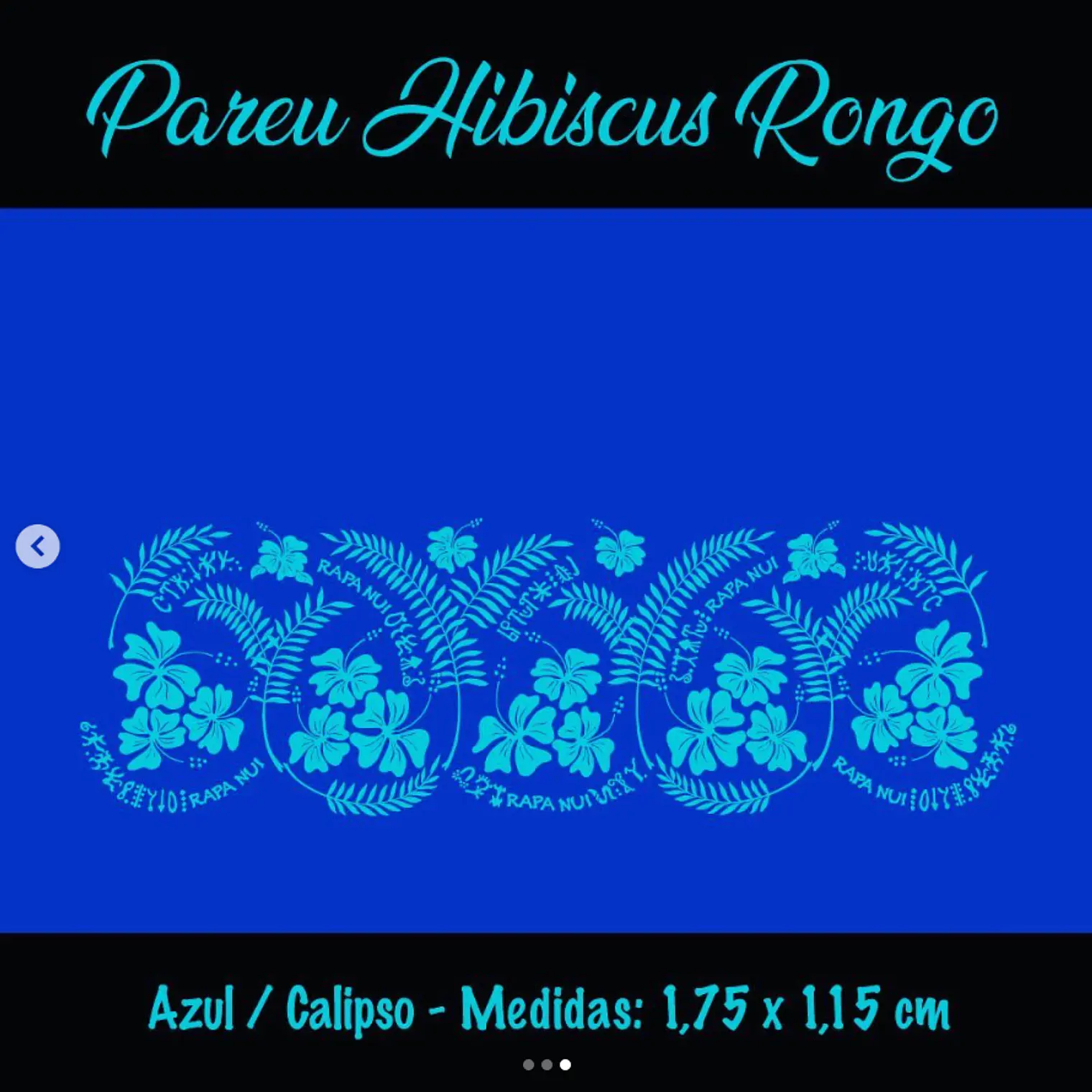 Pareo Hibisco Y Rongo Rongo azul / turquesa 1,75X1,15MTS 2