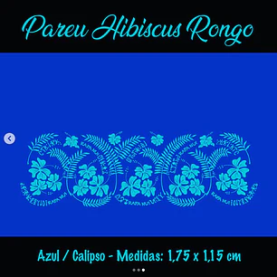 Pareo Hibisco Y Rongo Rongo azul / turquesa 1,75X1,15MTS