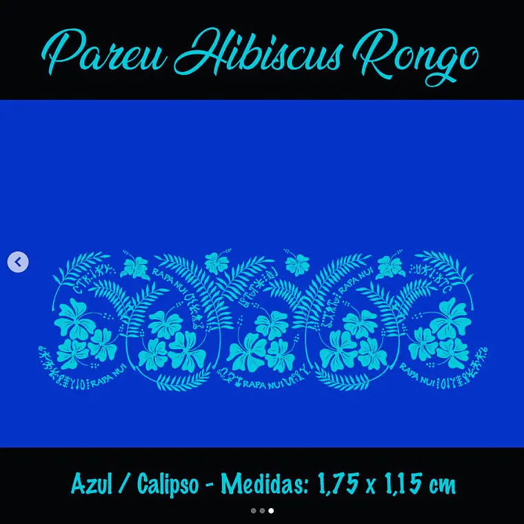 Pareo Hibisco Y Rongo Rongo azul / turquesa 1,75X1,15MTS 2