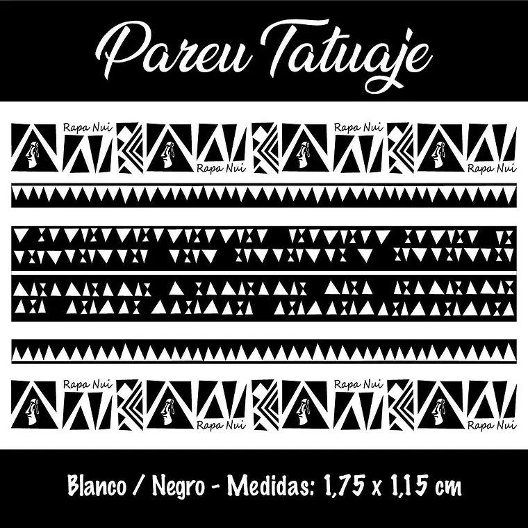 Pareo Diseño Tatuaje Blanco / negro 1,75X1,15MTS 1