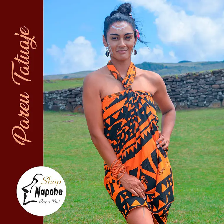 Pareo Diseño Tatuaje Blanco / negro 1,75X1,15MTS 4