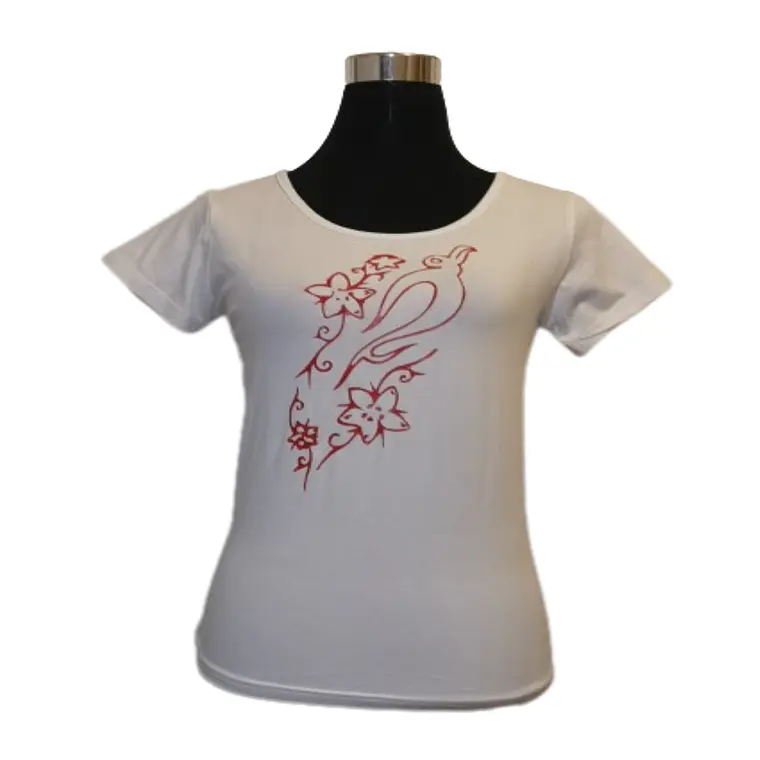 Polera blanca Estampada con tiare y pajaro 1