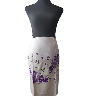 Pareo Corto Napohe flores pajaro blanco / lila 1,75X0,6MTS