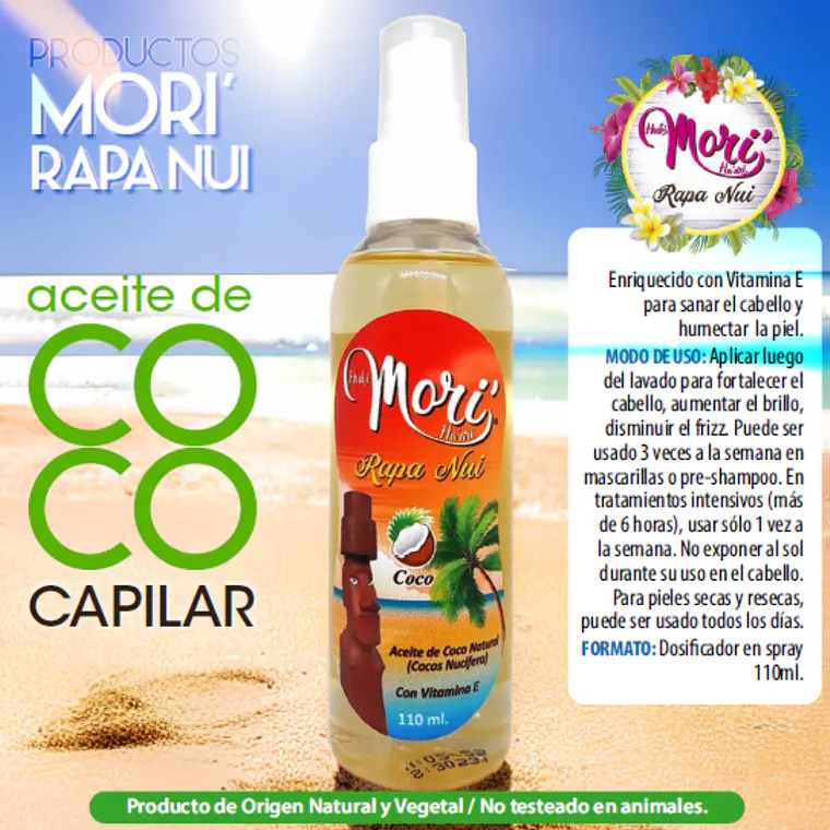 Aceite De Coco Capilar Mori Rapa Nui 110ml 6