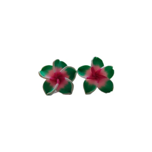 Aros con tornillo Tipanie verde oscuro Con fucsia 2cm