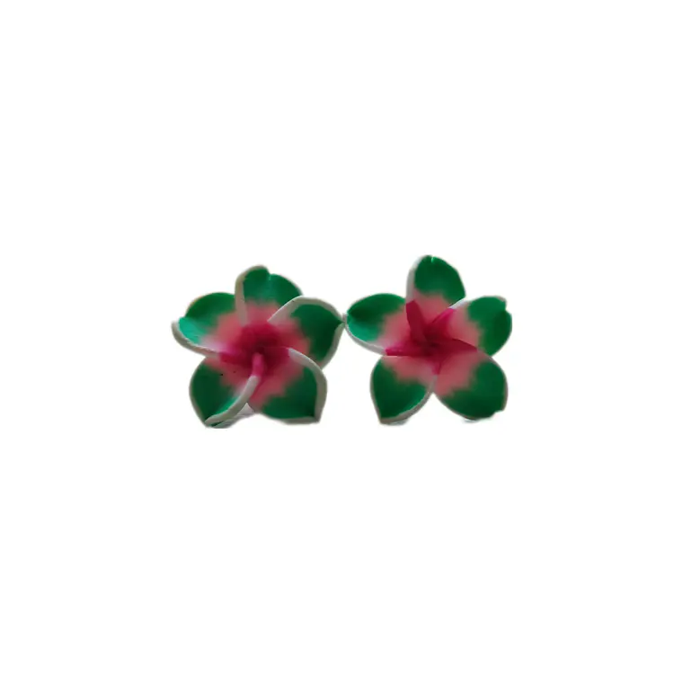Aros con tornillo Tipanie verde oscuro Con fucsia 2cm 4