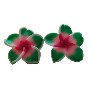 Aros con tornillo Tipanie verde oscuro Con fucsia 2cm