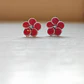 Aritos con tornillo. Flor tipanie metal fucsia, 1cm - thumbnail 2