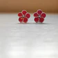 Aritos con tornillo. Flor tipanie metal fucsia, 1cm - thumbnail 3
