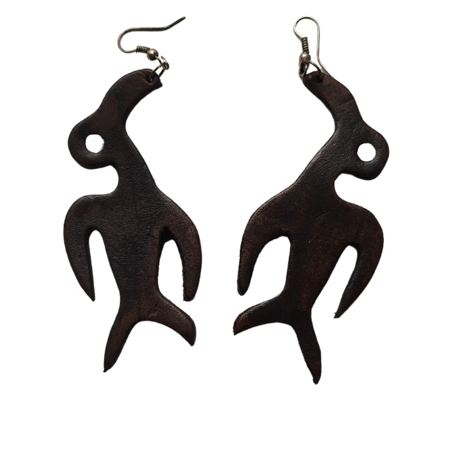 Aros largos colgantes de cuero pájaro. Largo 8cm 1