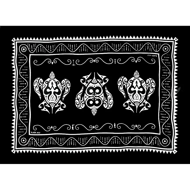 Pareo Napohe Grande Tortuga Negro / blanco 1,75X1,15MTS 1