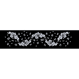 Pareo Corto Napohe flores pajaro negro / blanco 1,75X0,6MTS