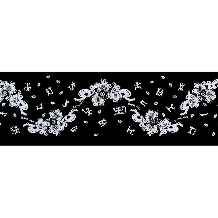 Pareo Corto Napohe flores pajaro negro / blanco 1,75X0,6MTS 1