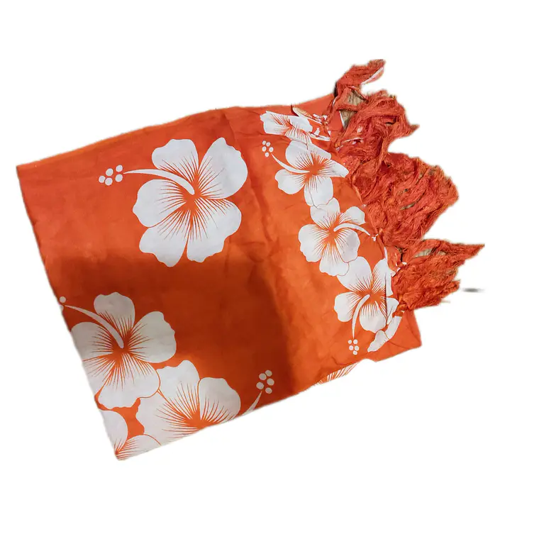 Pareo 2da seleccion naranjo 3 Hibisco blanco 1,10x150mts 2