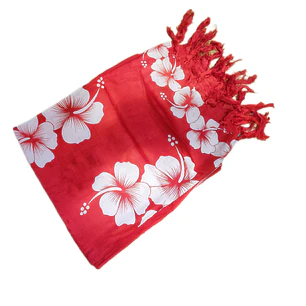 Pareo 2da seleccion rojo 3 Hibisco blanco 1,10x150mts