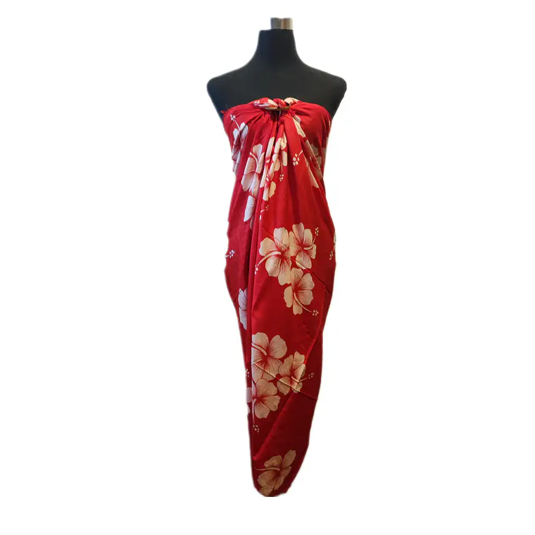 Pareo 2da seleccion rojo 3 Hibisco blanco 1,10x150mts 1