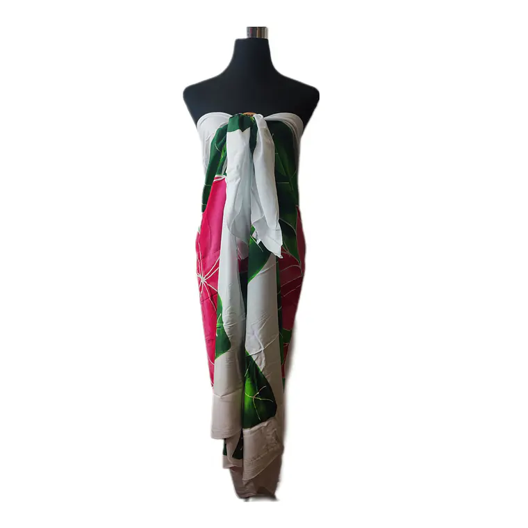 Pareo Blanco / 3 Tipanie fucsia Napohe 1,75x1,15mts 2
