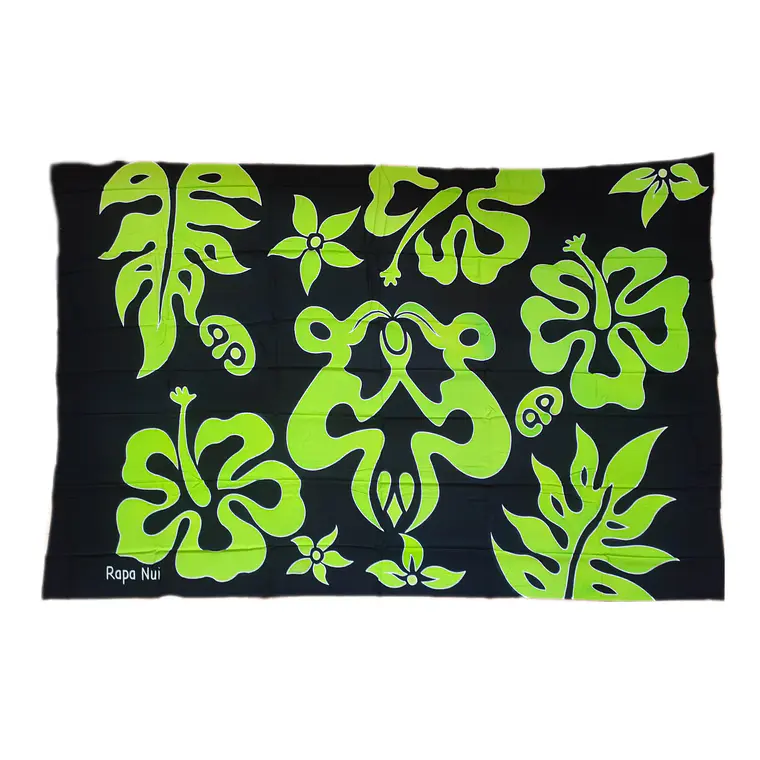 Pareo Negro / manupiri verde Napohe 1,75x1,15mts 3