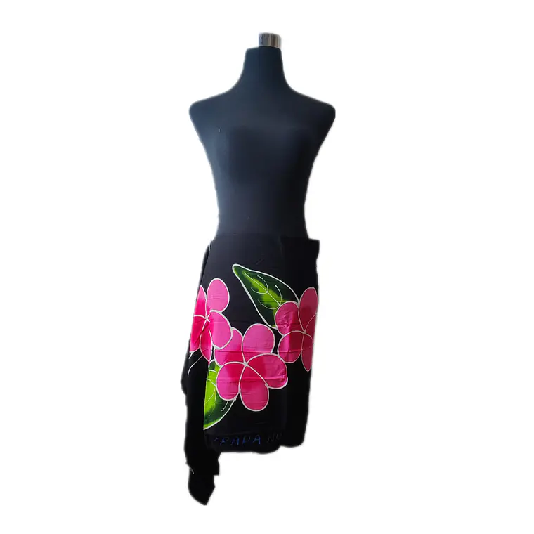 Pareo Corto negro/ tipanie fucsia Napohe 1,75X0,6MTS 1