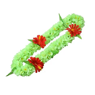 Collar Lei Flores Tipanie verde limon Con Hibiscos