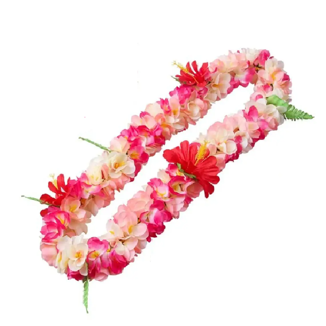Leis Collar Flores Tipanie fucsia/beige e Hibiscos rojos 1