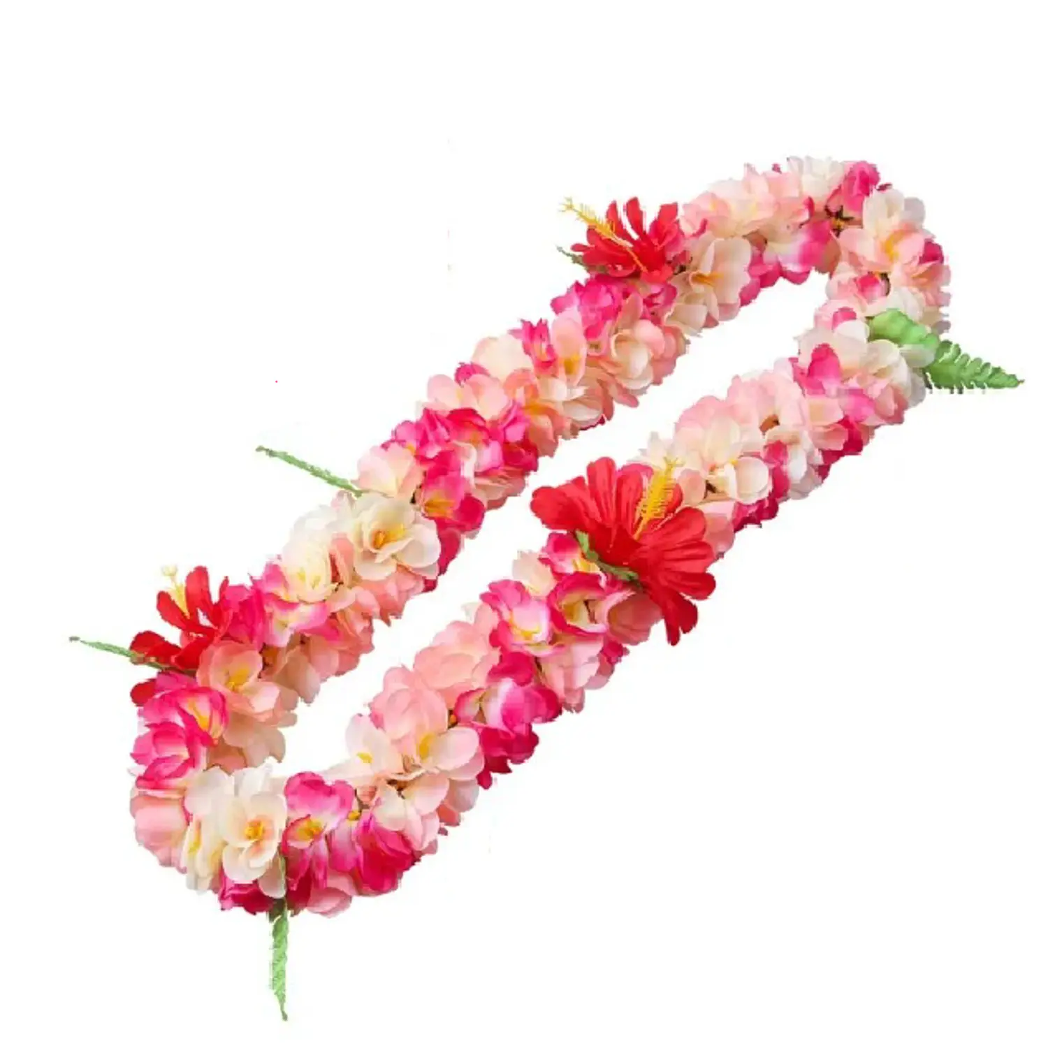 Leis Collar Flores Tipanie fucsia/beige e Hibiscos rojos 1