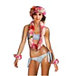 Collar Lei Flores Tipanie beige naranjo Con Hibiscos - Miniatura 2